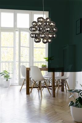 Pendant Lamp Glass Berry Globe 27-light black with smoke glass Searchlight 5053423189550