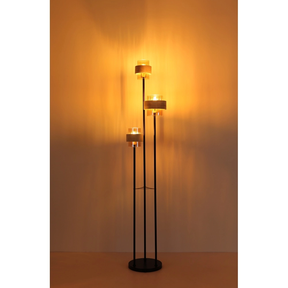 3-light floor lamp Daren black with marble Globo 9007371580675