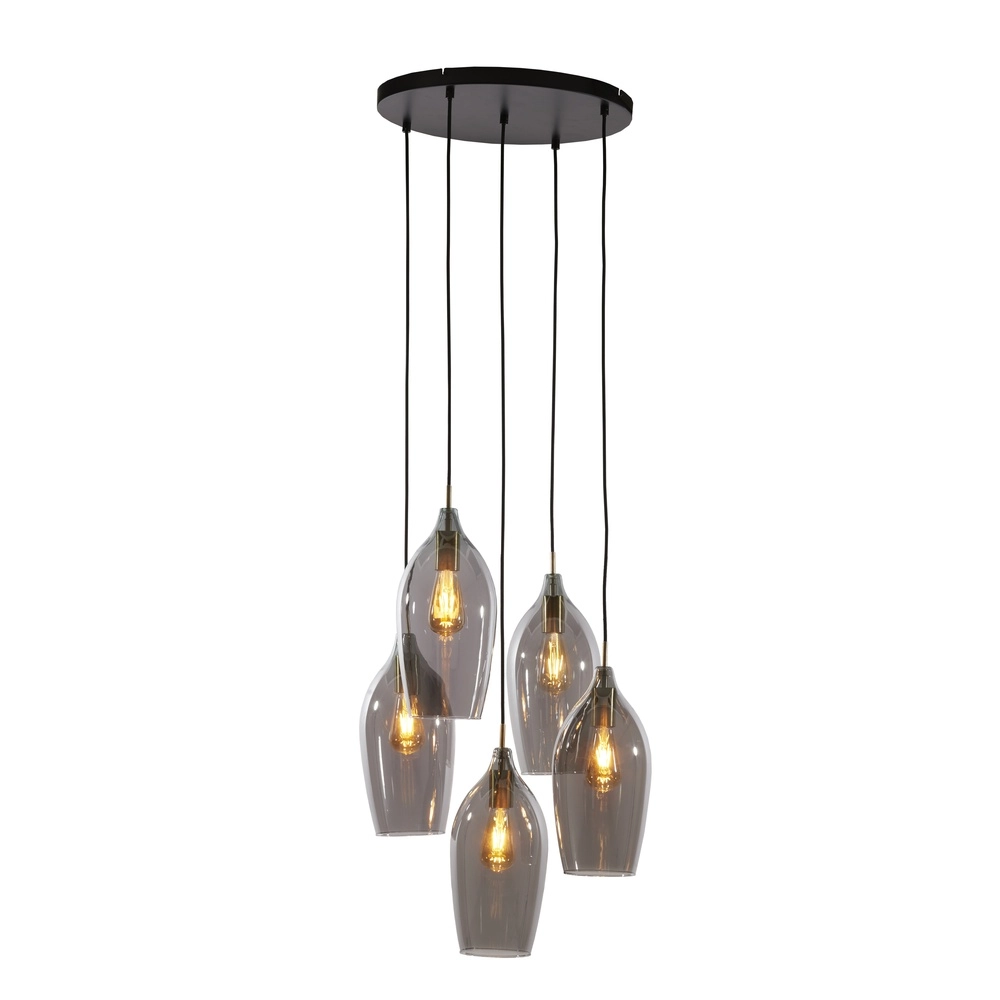 Dining table pendant lamp Lukaro 5-light - smoke glass Light & Living 8717807703288