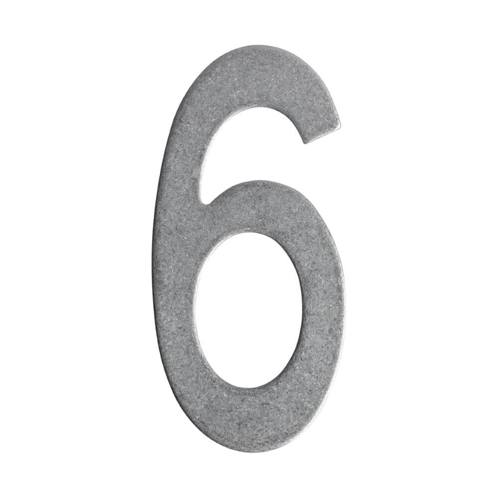 House number 6 Numbra 15cm stainless steel tumbled