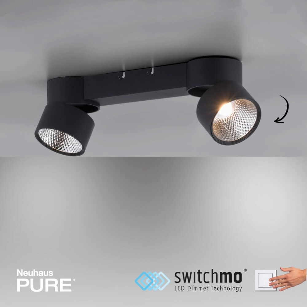 Ceiling lamp Pure Nola 2-light black Paul Neuhaus 4012248372005