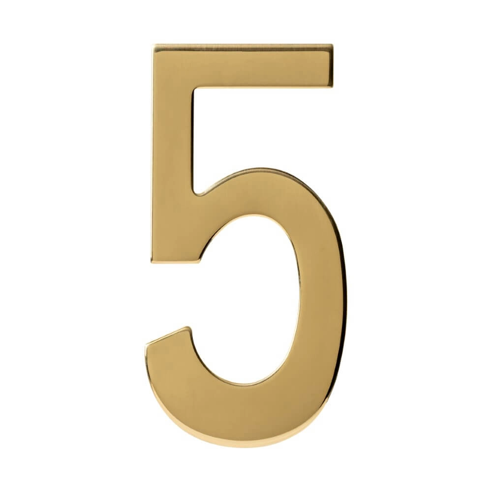 House number 5 Numbra 15cm brass