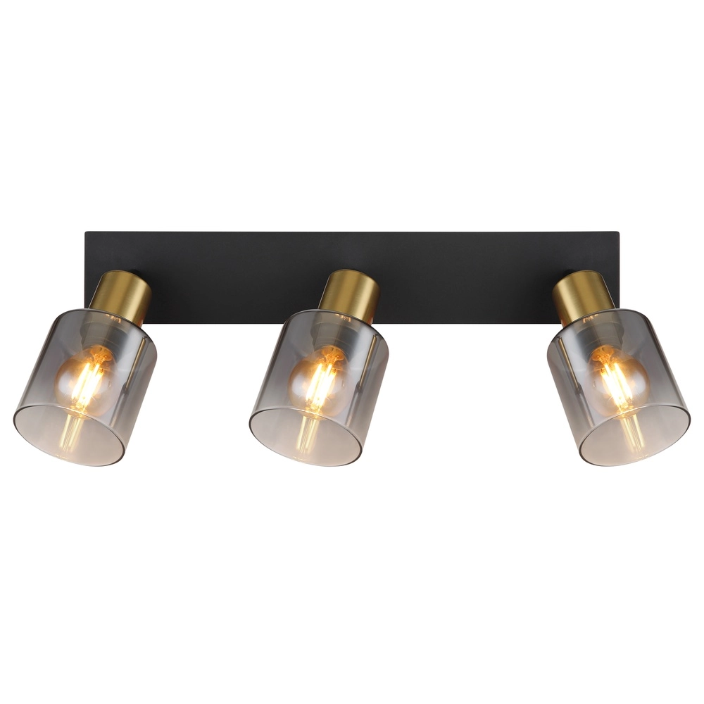 3-light ceiling lamp Hollsy black with smoke glass Globo 9007371448852