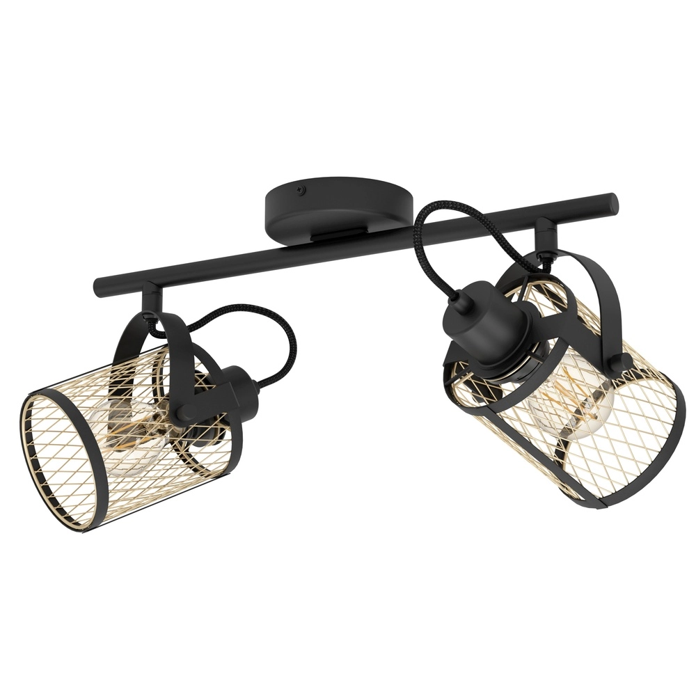 2-light ceiling lamp Dellow black with gold
