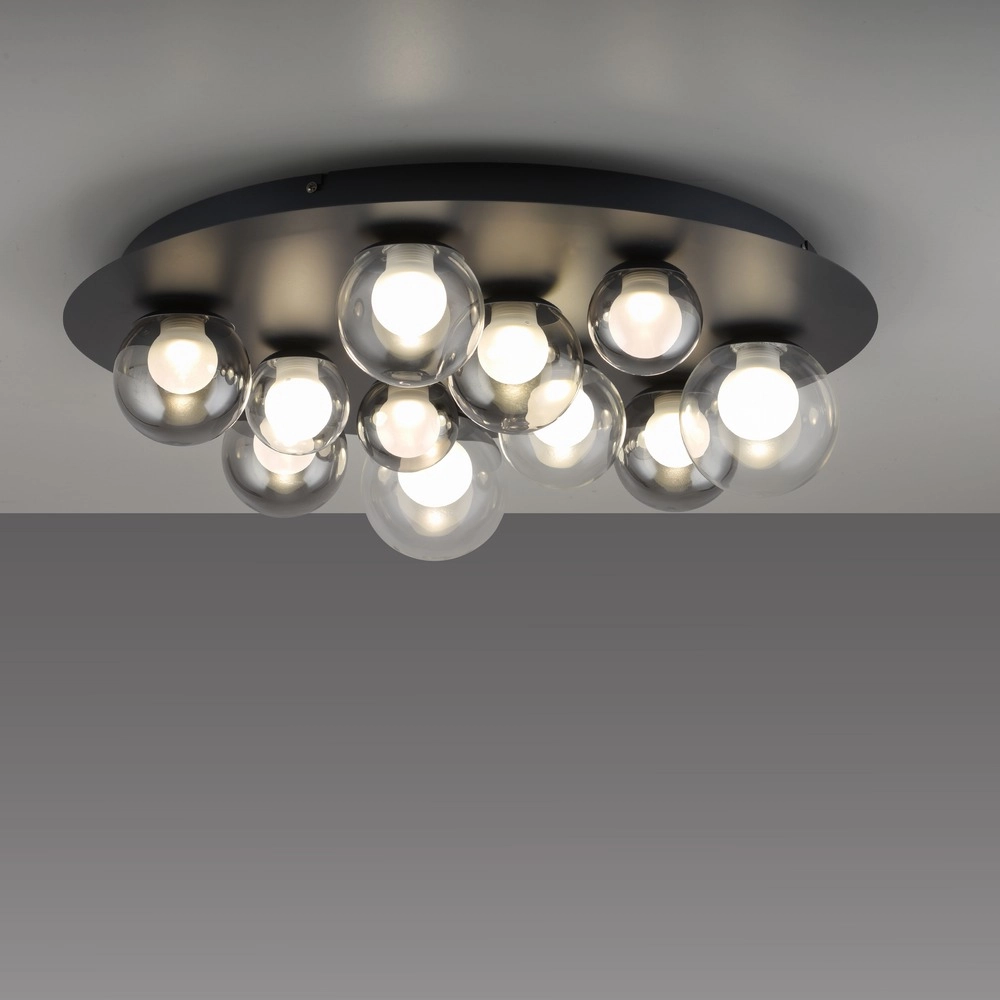 11-light ceiling lamp Pure Popup Mystic grey with smoke glass Paul Neuhaus 4012248397176