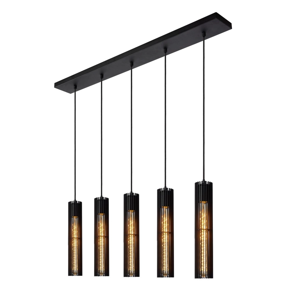 Design pendant lamp Lionel 5-light black Lucide 5411212730435