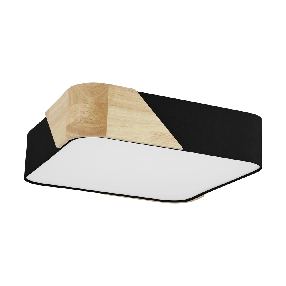 Modern ceiling light Grimaldino black with wood square