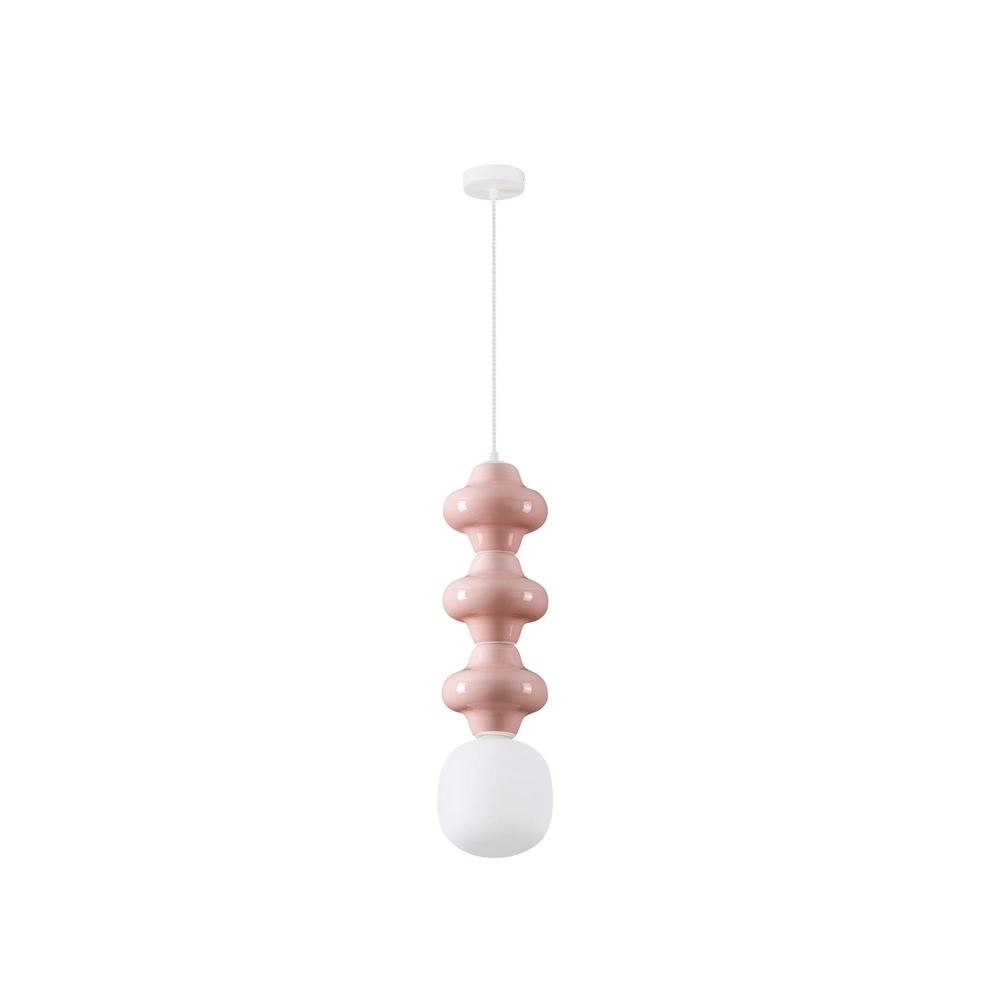 Pendant lamp Clio L pink ceramic with white glass Lyora 5212017461339