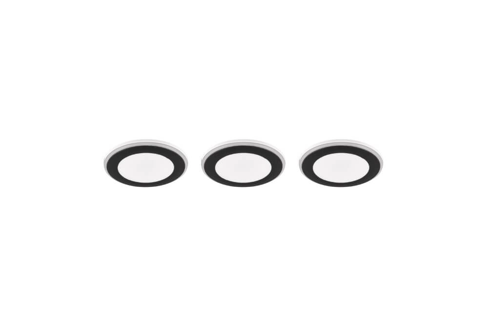 Black recessed spotlights Argus set of 3