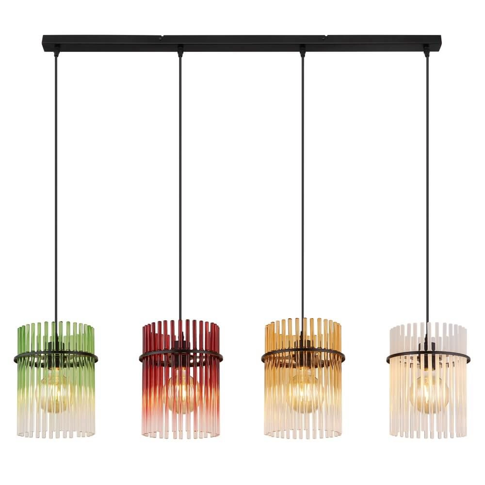 Black pendant lamp Gorley Coloured glass 4-lights Globo 9007371484003