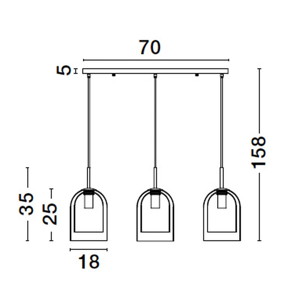 Pendant lamp Velor 3-light black straight Lyora 5212017431196