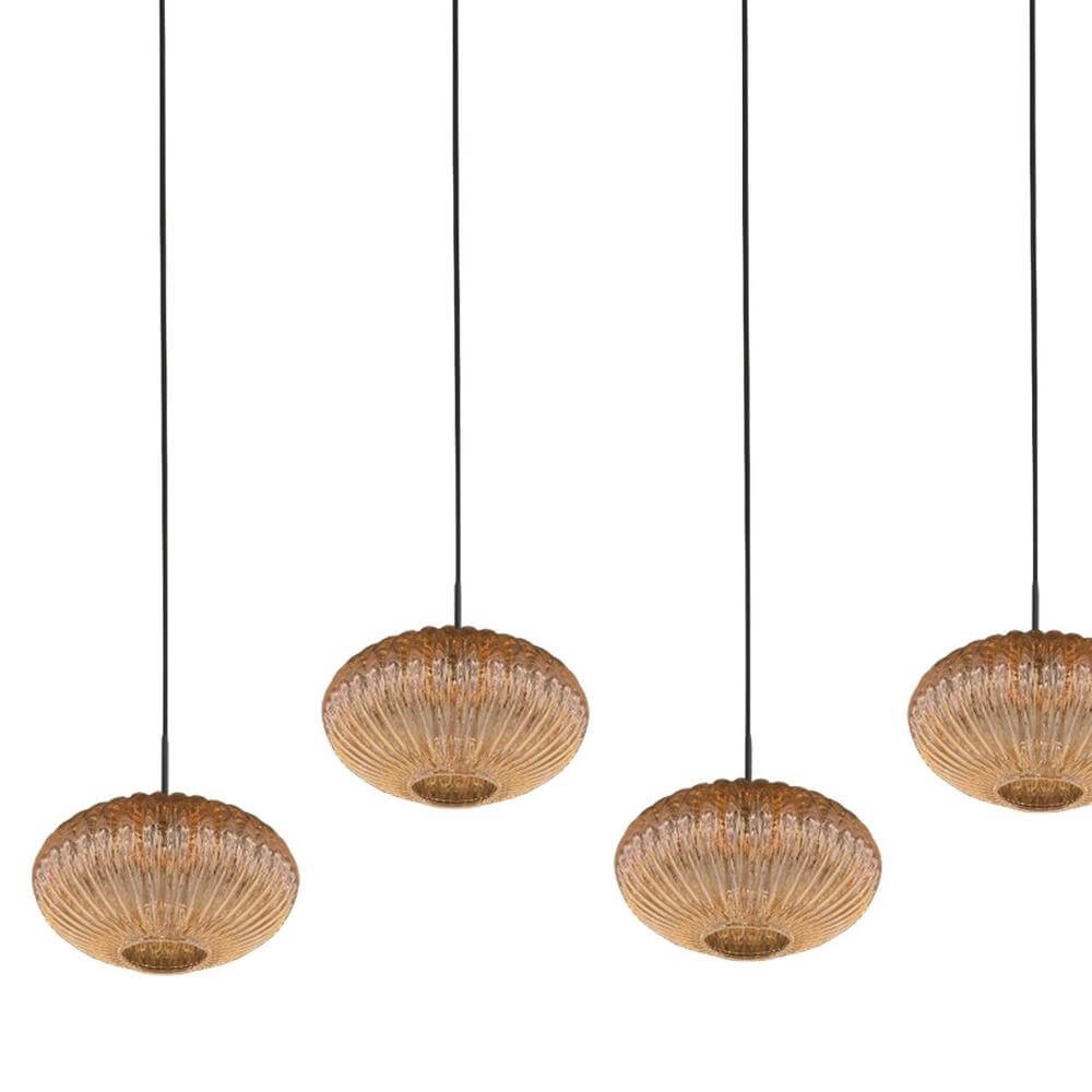 Pendant lamp HaloSwap black with ball amber glass Steinhauer 8712746179675