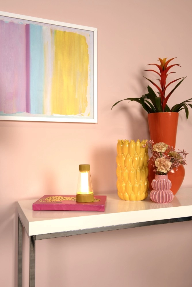 Rechargeable table lamp Lorali Ochre yellow Lucide 5411212452726