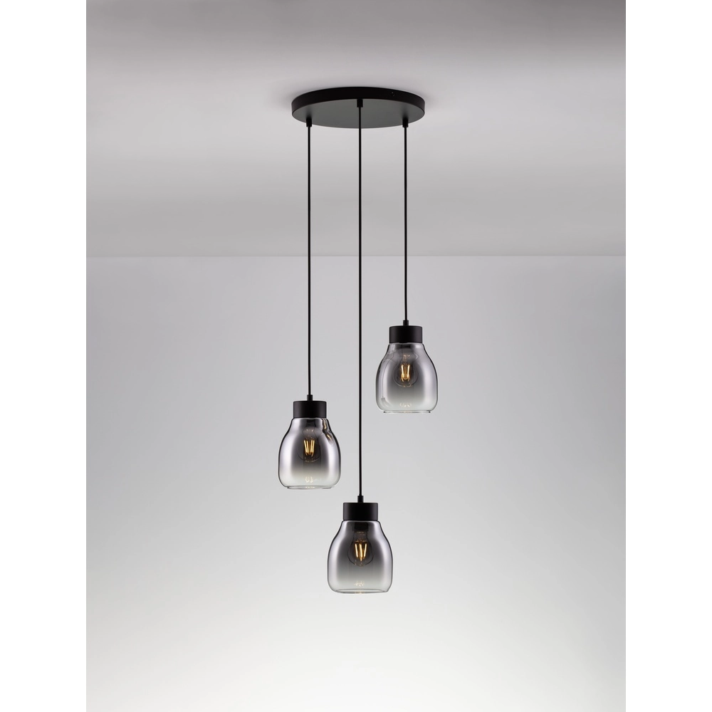 Pendant lamp Blacu 3-light black round Lyora 5212017447487