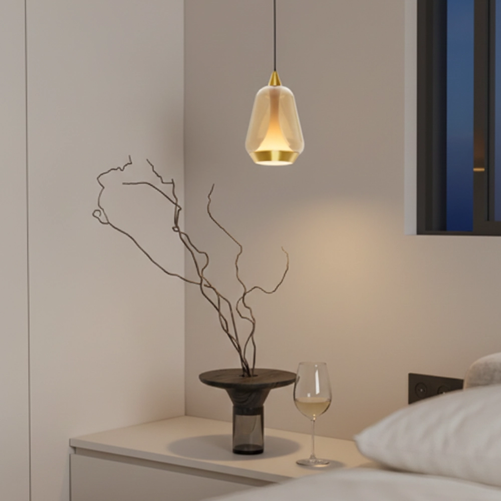 Design pendant lamp Alish 1-light amber glass