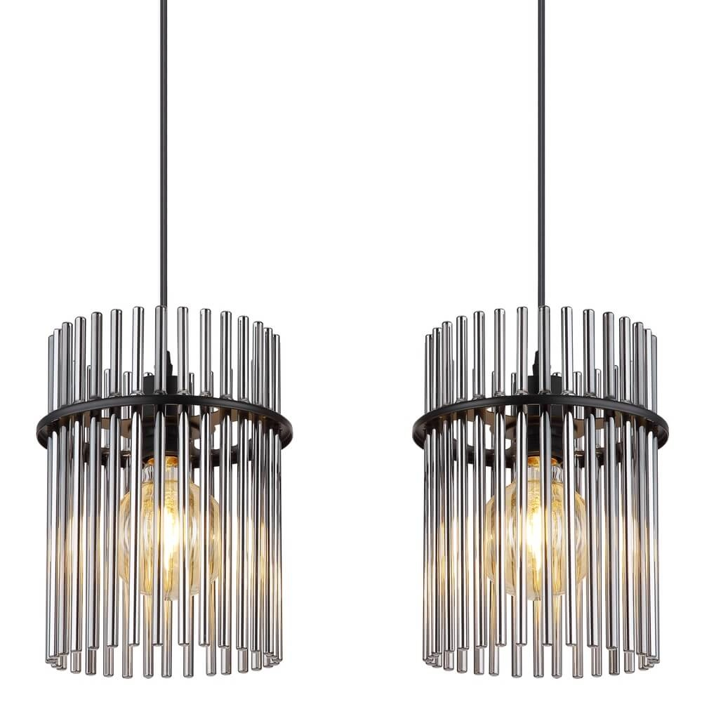 Black pendant lamp Gorley with smoke glass 4-lights Globo 9007371448180