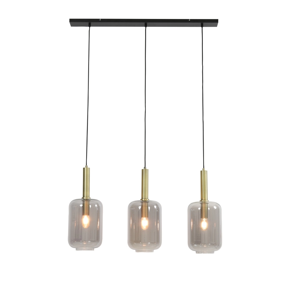Dining table pendant lamp Lekar 3x E27 - brass with smoke glass Light & Living 8717807601454