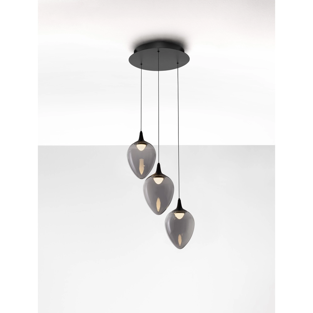 Pendant lamp Nali 3-light smoke glass Lyora 5212017477767
