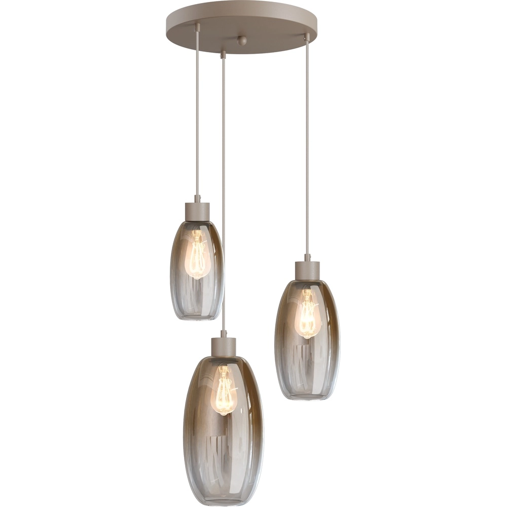 Vide pendant lamp Olive with 3 glasses - sand - Ø35cm