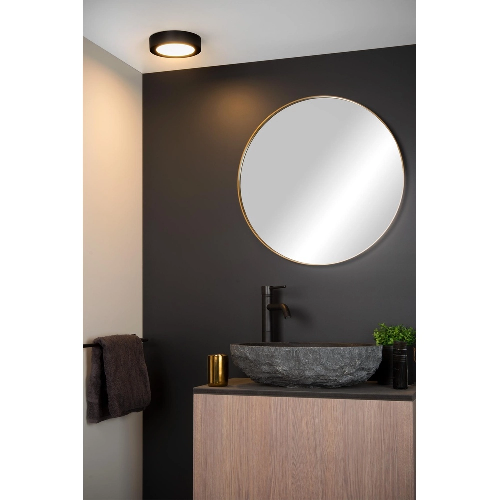 Ceiling light Brice-Led Ø 18cm - IP44 black Lucide 5411212281210