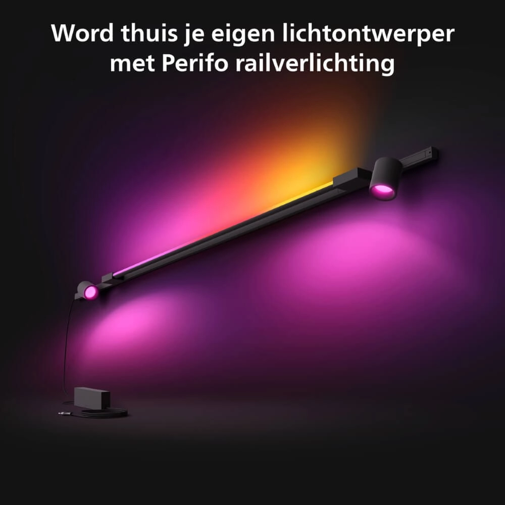 Hue Perifo - White and color set of 2 wall spotlights and gradient black Philips 8719514407886