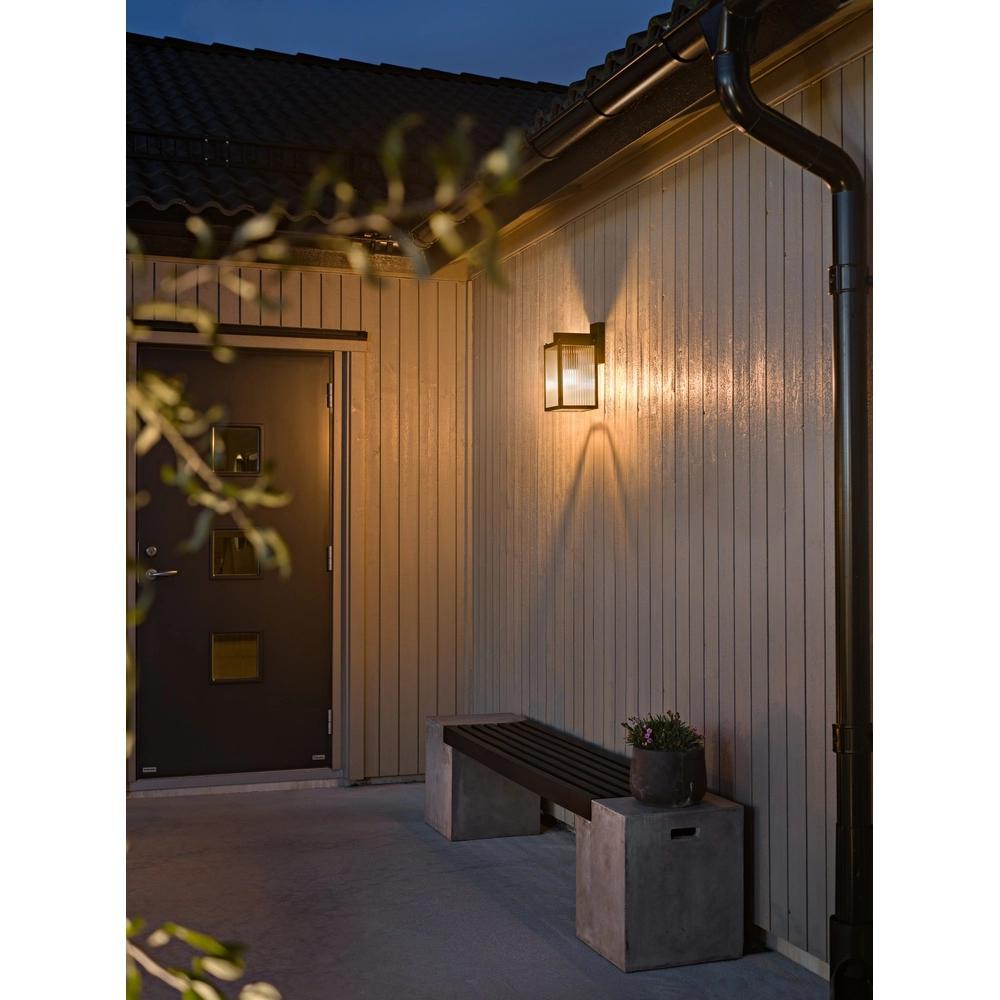Wall lamp Carpi black with ribbed glass KonstSmide 7318300030485
