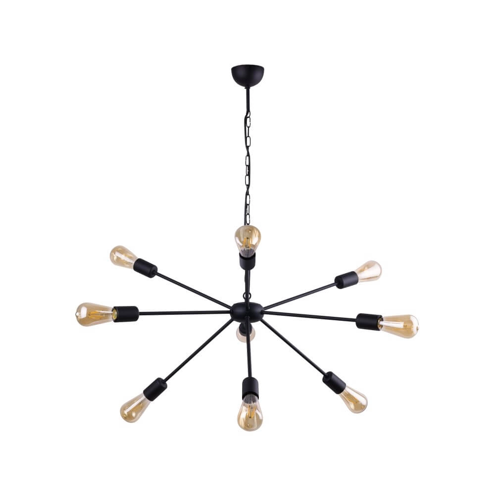 Black hanging lamp Rod with 9 fittings