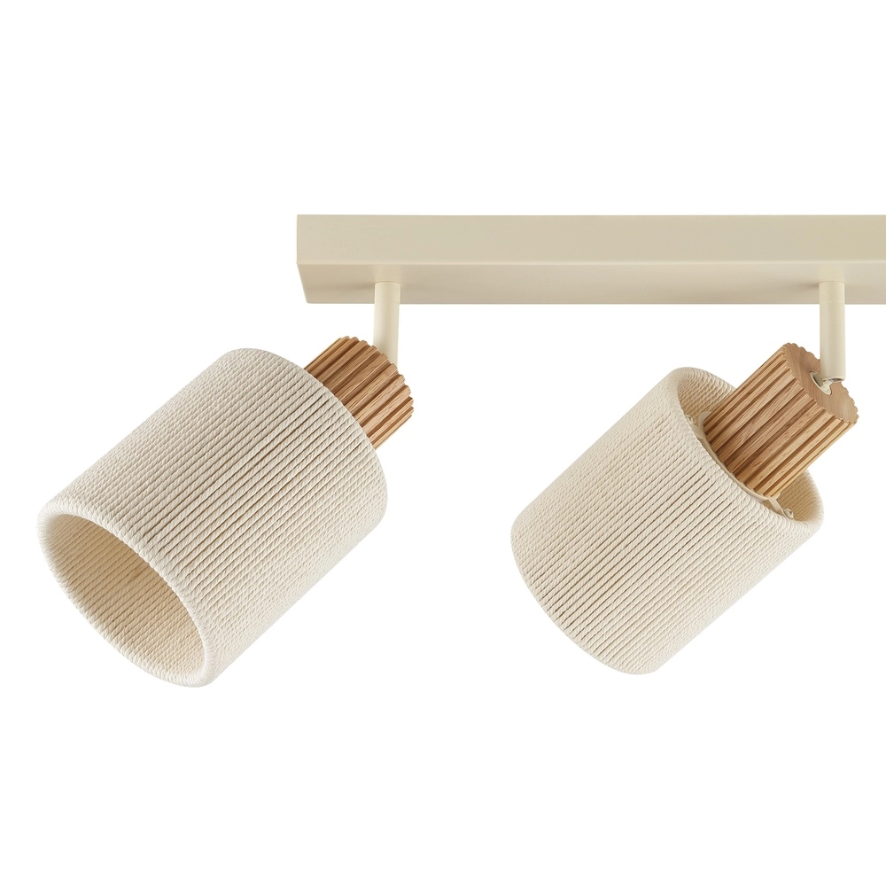 Ceiling lamp Arlo sand brown with wood 3-lights