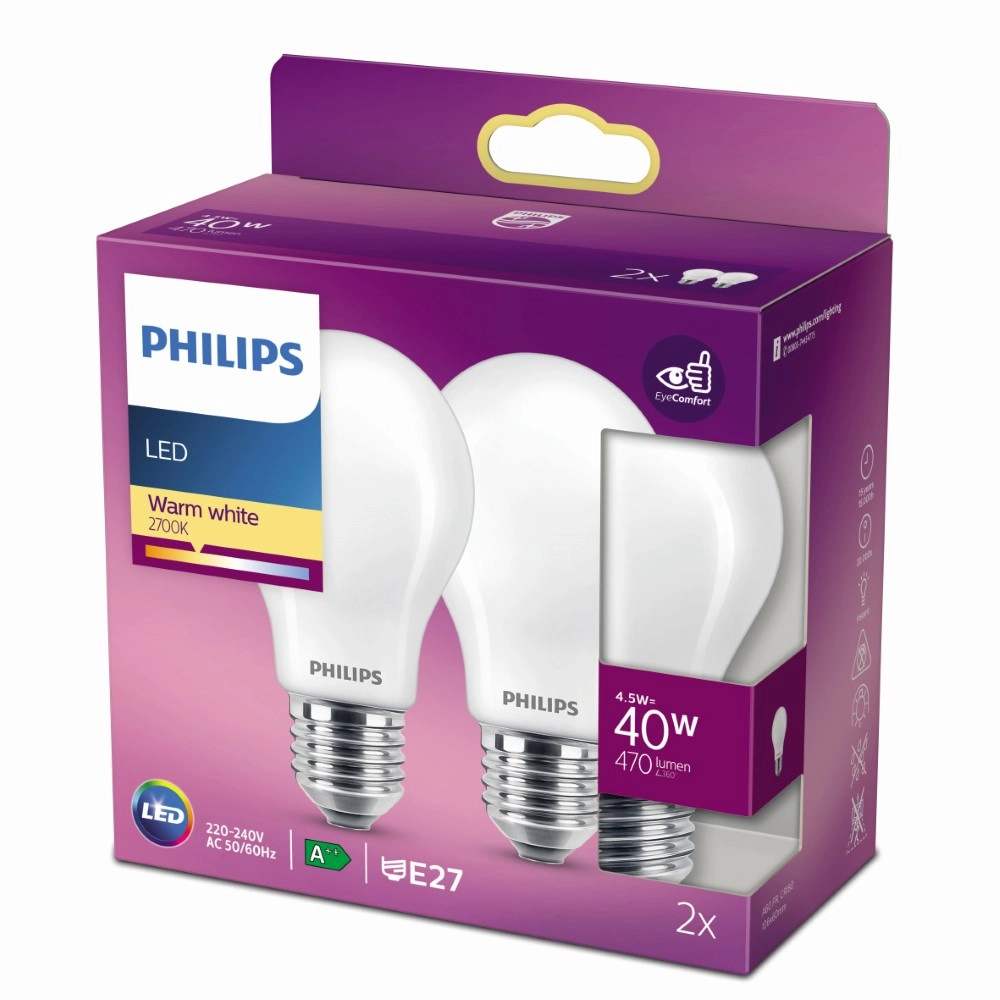 4,5W - E27 - 2700K - 470 lumen set with 2pcs