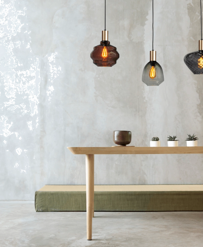 3-light hanging lamp - gold - Porto with different glasses Masterlight 8718121270067