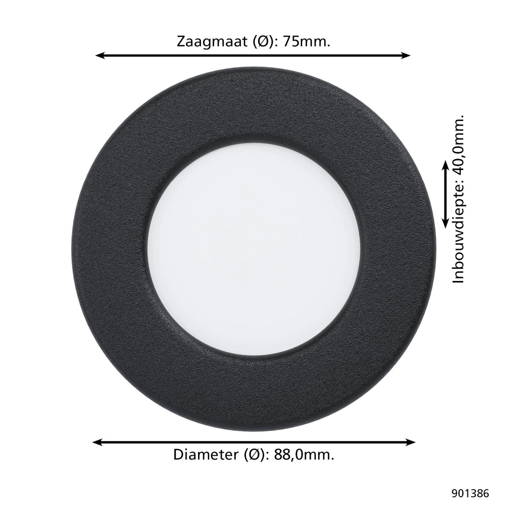 Recessed spotlight Fueva 6 round - black - Ø 8,8cm Eglo 9008606330676