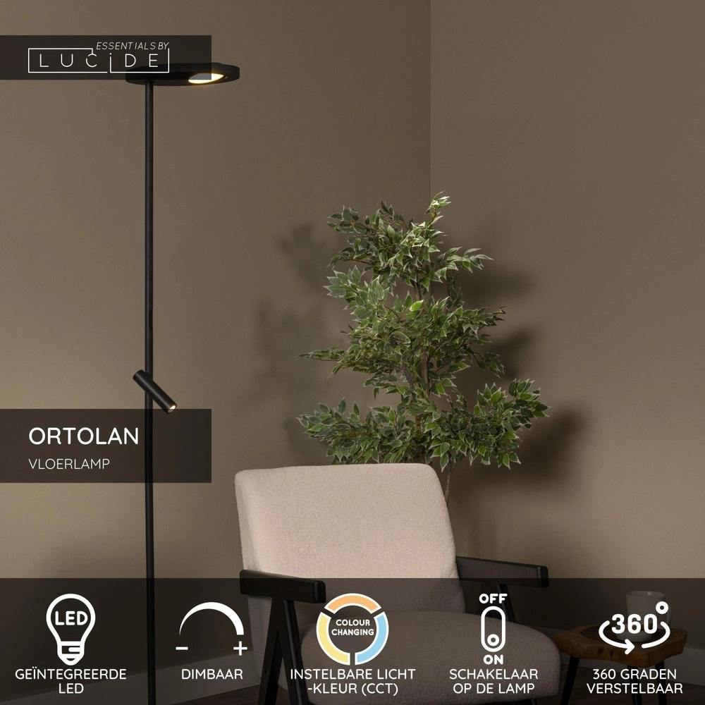 Reading lamp Ortolan Black Lucide 5411212032249