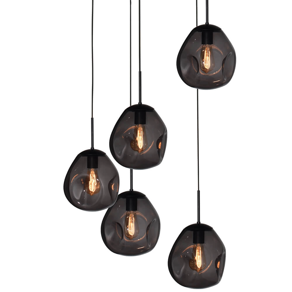 Vide hanging lamp Lava 5x smoke glass Ø 24cm Masterlight 8718121286587