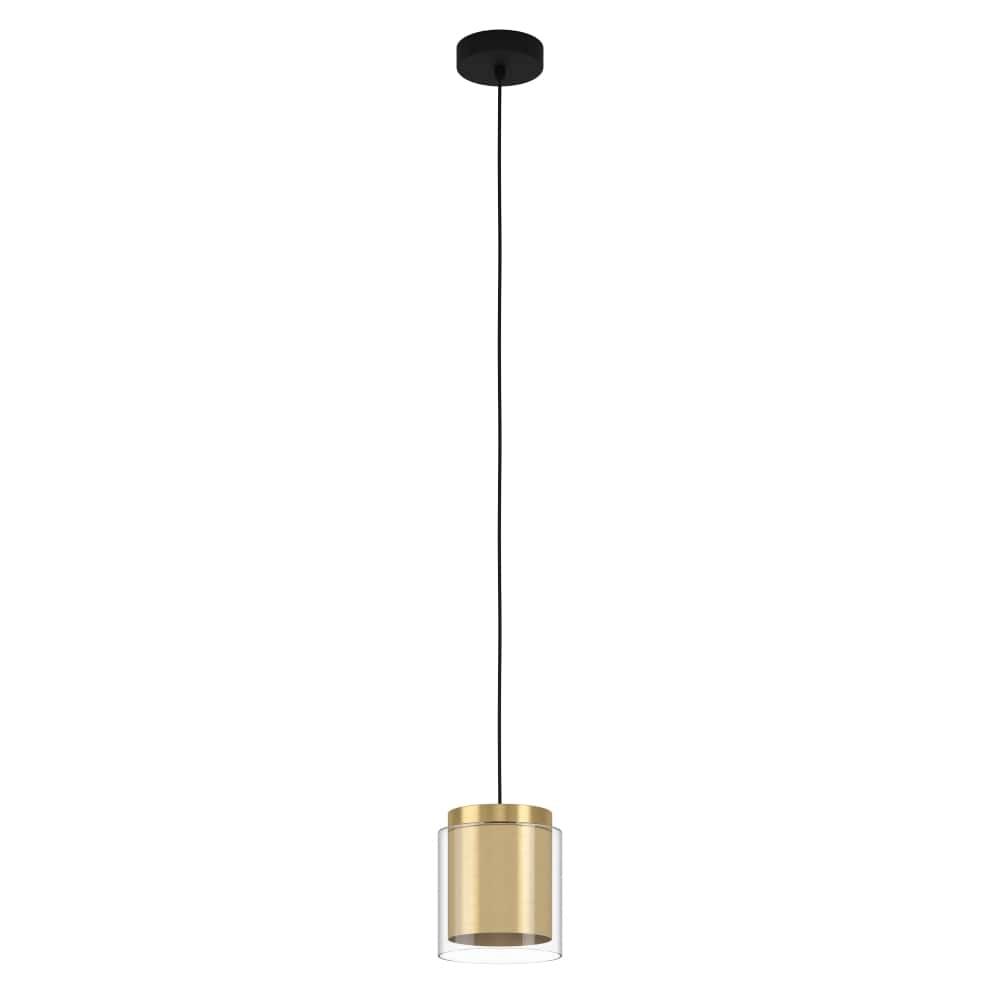 Glass hanging lamp Lagunitas with gold