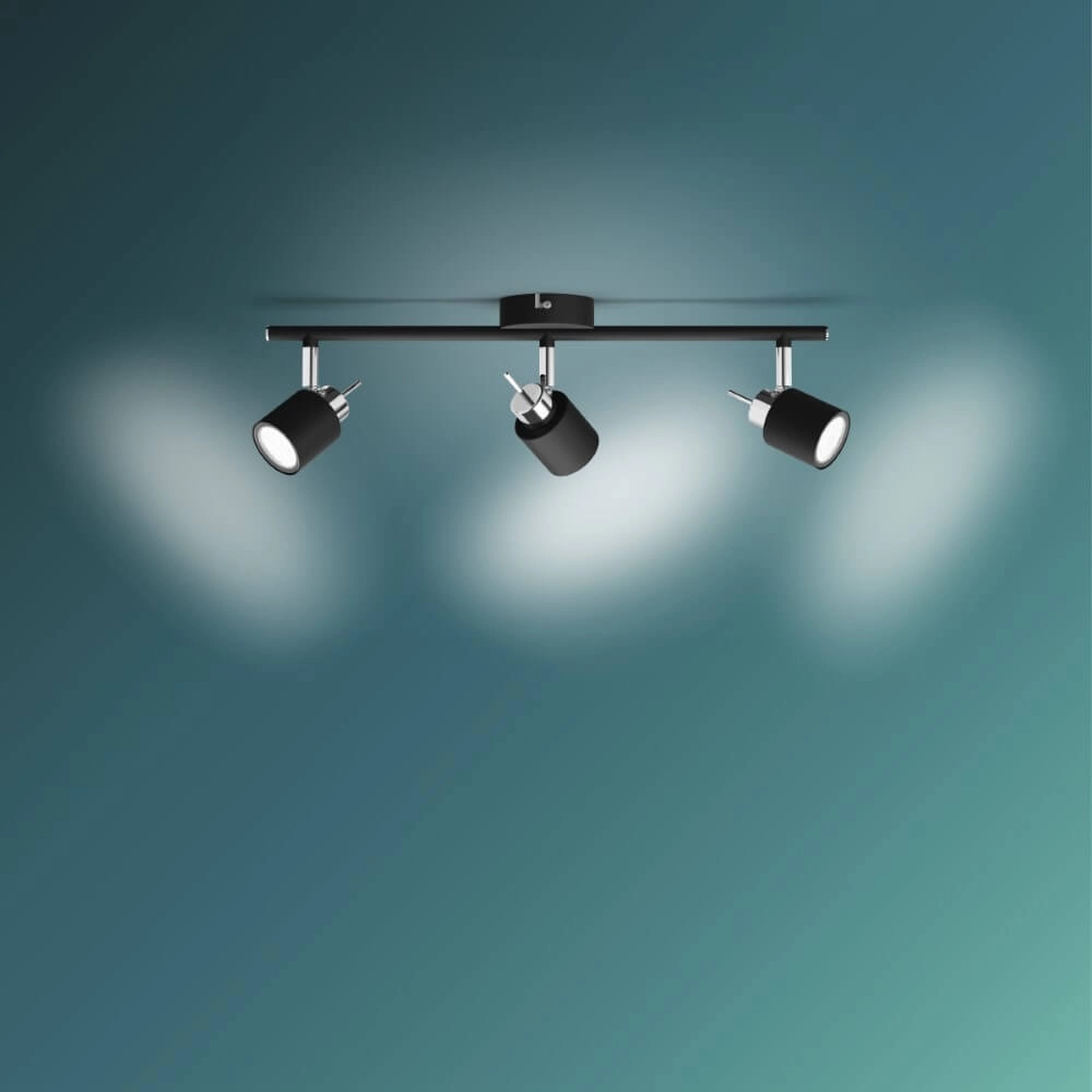 Black ceiling spotlight Meranti 3x GU10 Philips 8719514465411