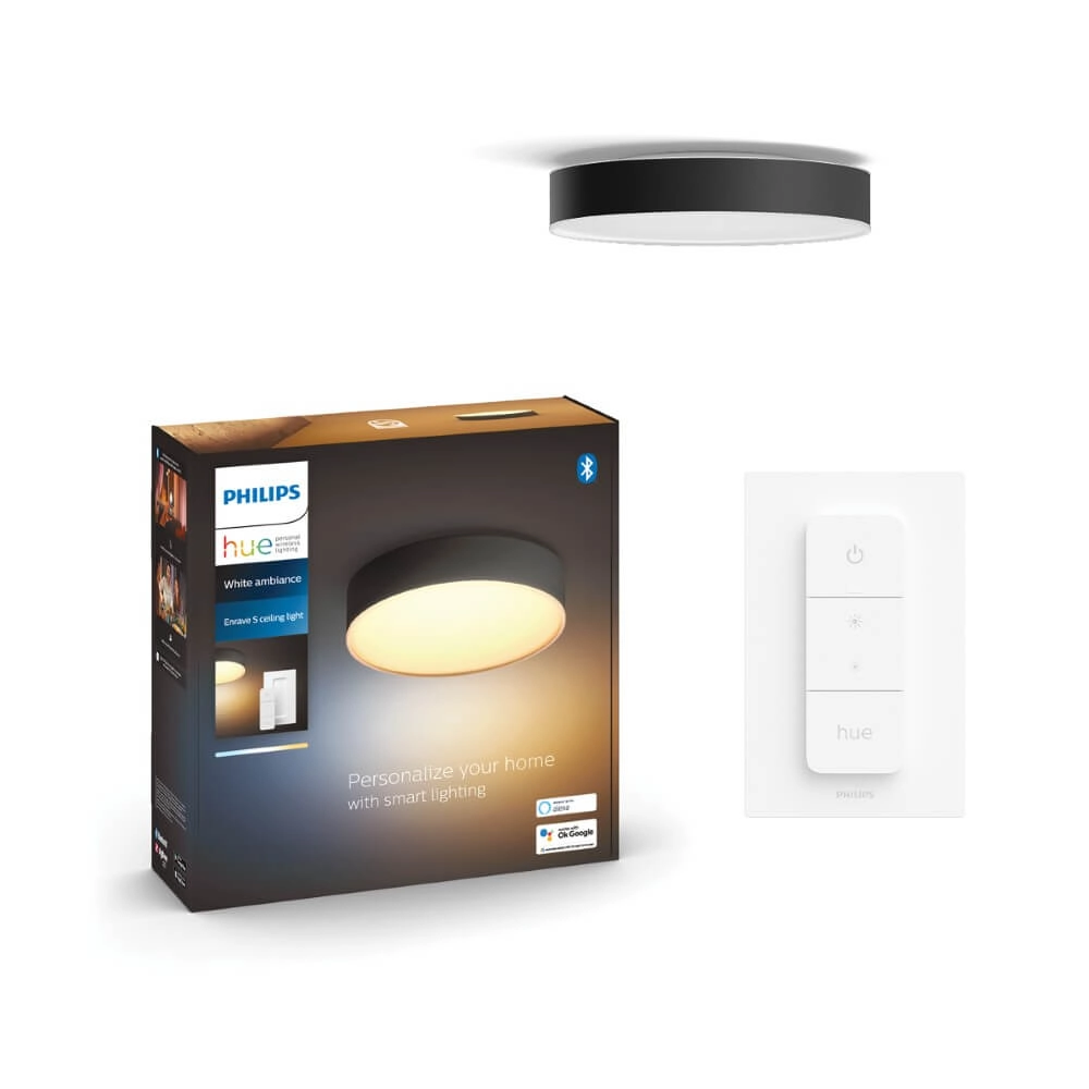 Ceiling light Hue Enrave L - White Ambiance Ø 42.5cm black Philips 8718696176467