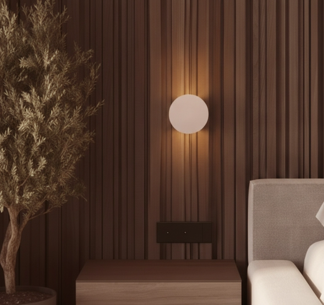 Round wall lamp Awa white Ø 15,5cm