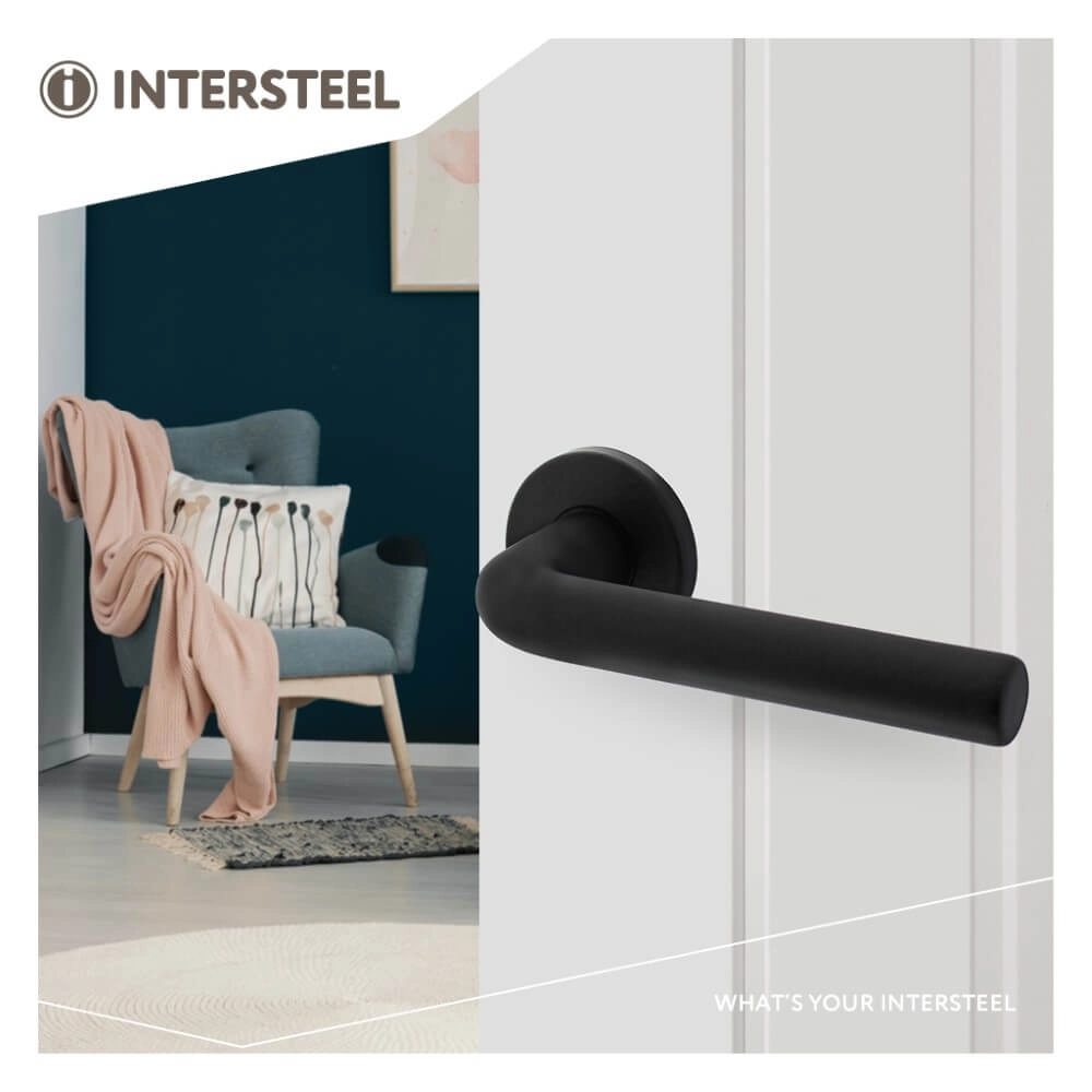 Door handle Derby aluminium black Ø 5cm Intersteel 8714186505199