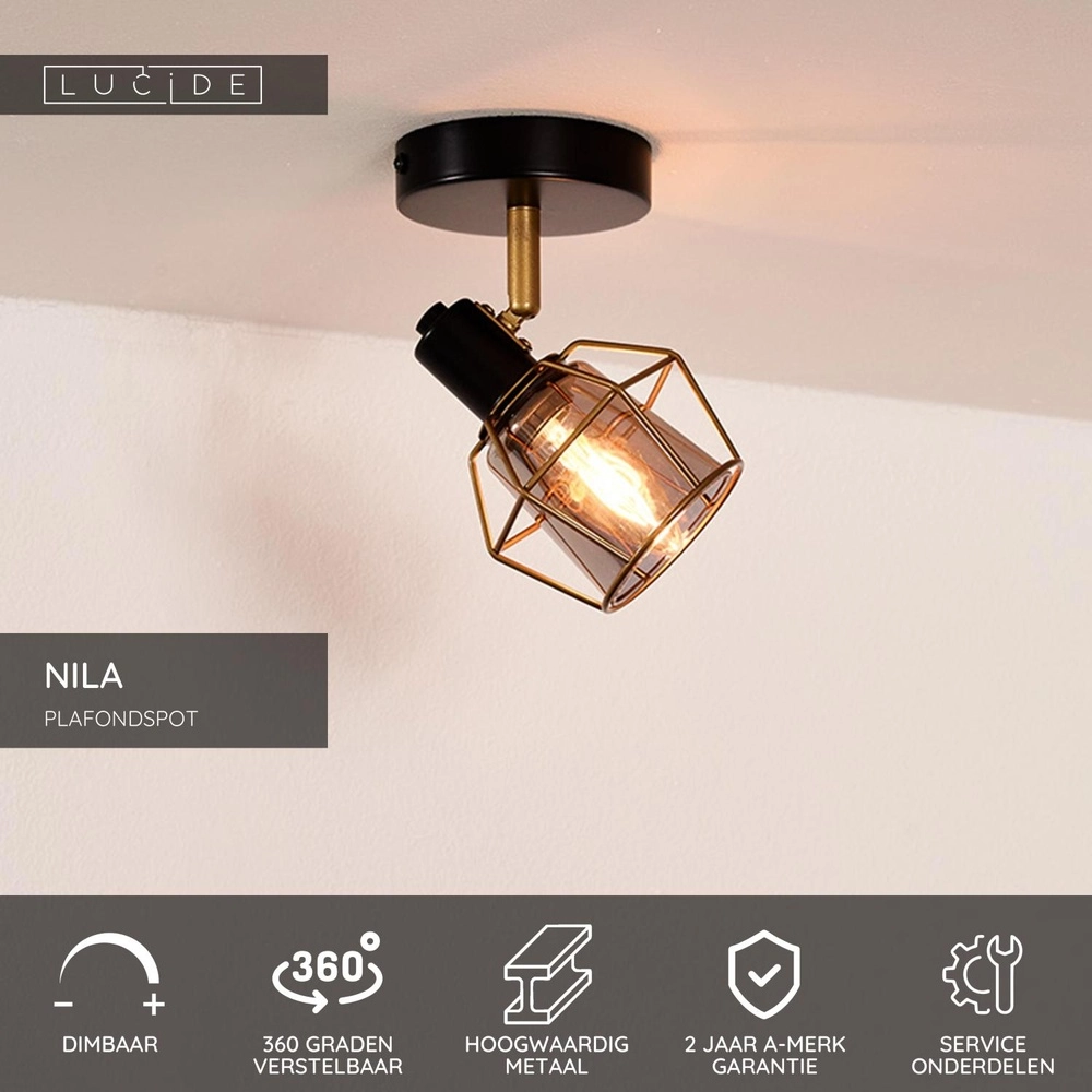 Ceiling lamp Nila Black Lucide 5411212770974