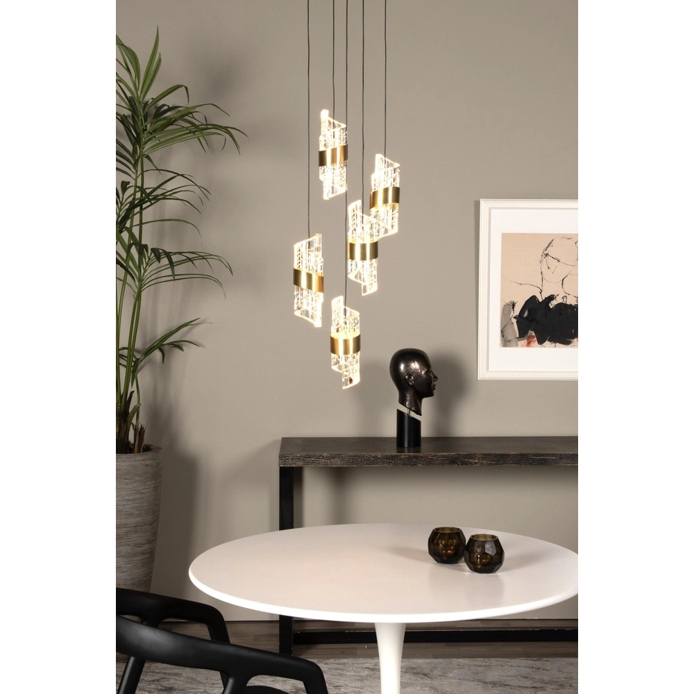 Design pendant lamp Kligande 5-light gold round Lucide 5411212134622