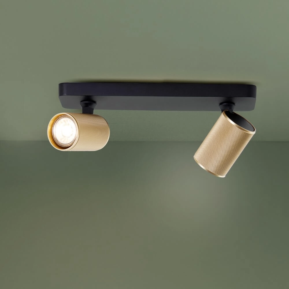 2-light surface-mounted spotlight Marty black with gold Brilliant 4004353424397