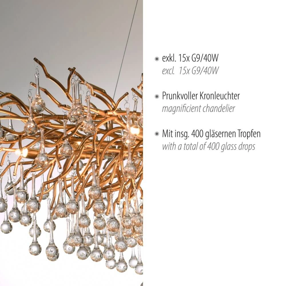 Large chandelier Icicle Antique brass Paul Neuhaus 4012248332917