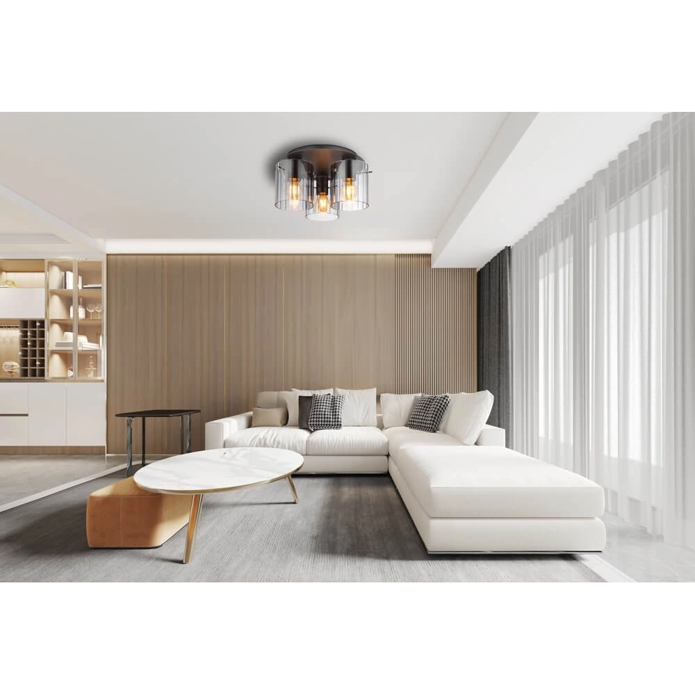 Ceiling lamp Tulivar Design Smoke glass 3-lights Globo 9007371456901
