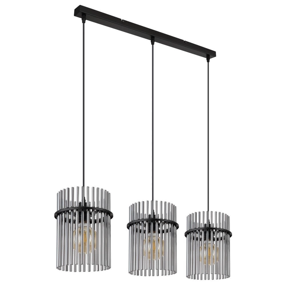 Black pendant lamp Gorley with smoke glass 3-lights Globo 9007371445790