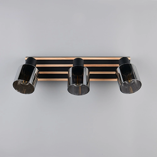 Ceiling lamp 3-lights Travia black with wood Trio 4017807682601