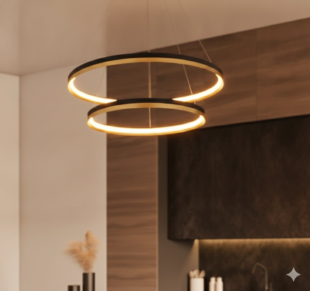Pendant lamp Cantria black with gold Ø 80cm