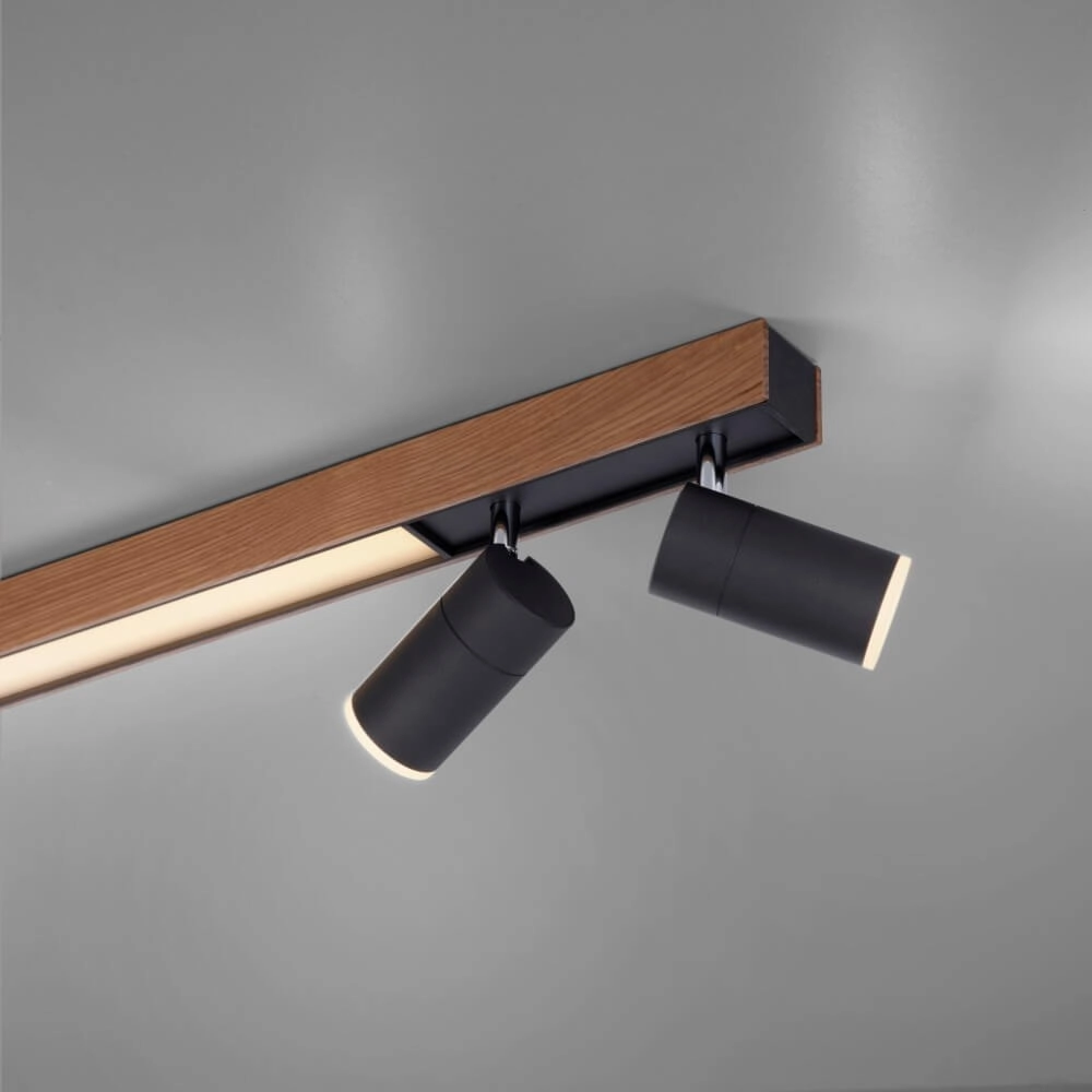 Sleek ceiling lamp Pure Lines Spot wood Paul Neuhaus 4012248374566