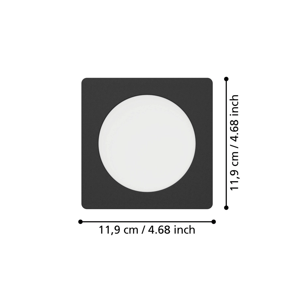 Recessed lamp Fueva 6 Square - Black - 11.9x11.9cm Eglo 9008606330713