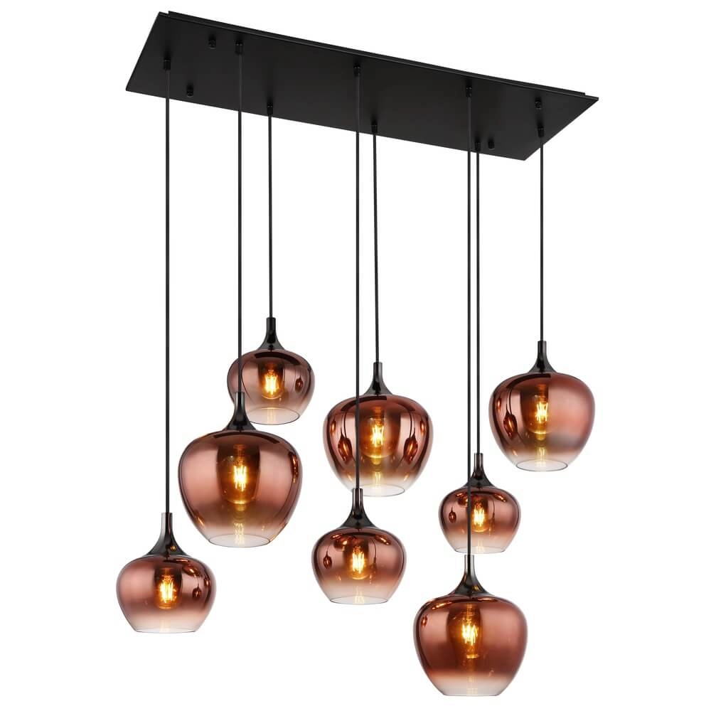 Black pendant lamp Maxy with red glass 8-lights