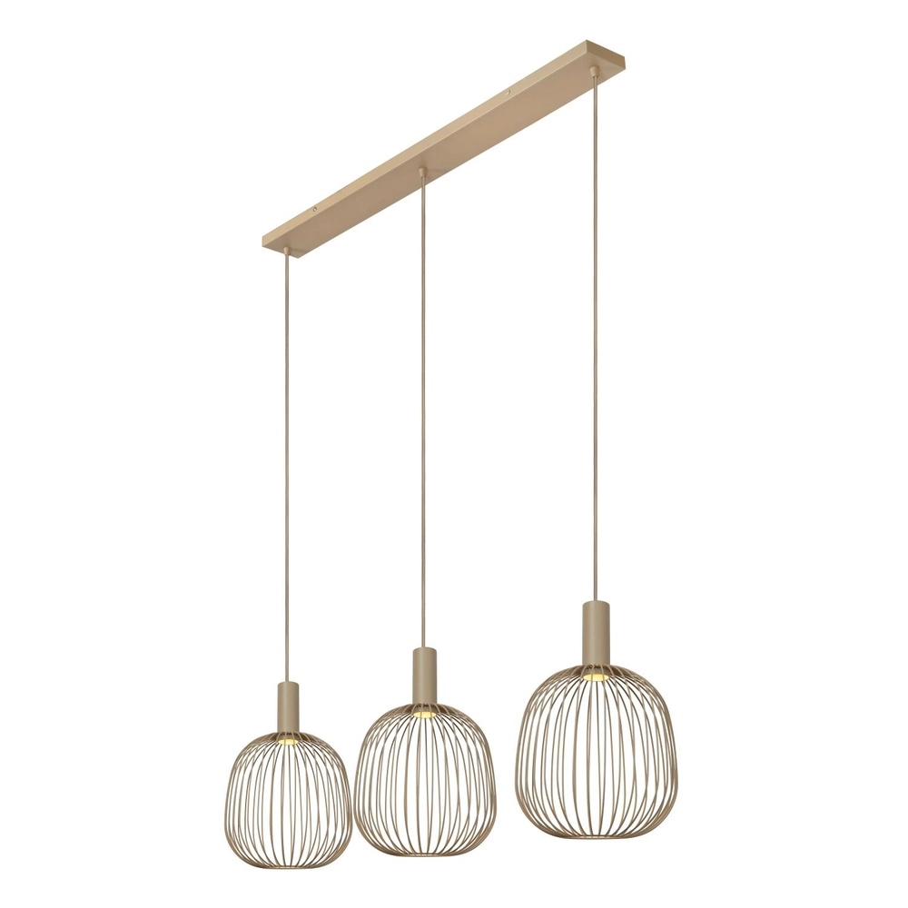 3-light pendant lamp Esterel sand brown mini GU10
